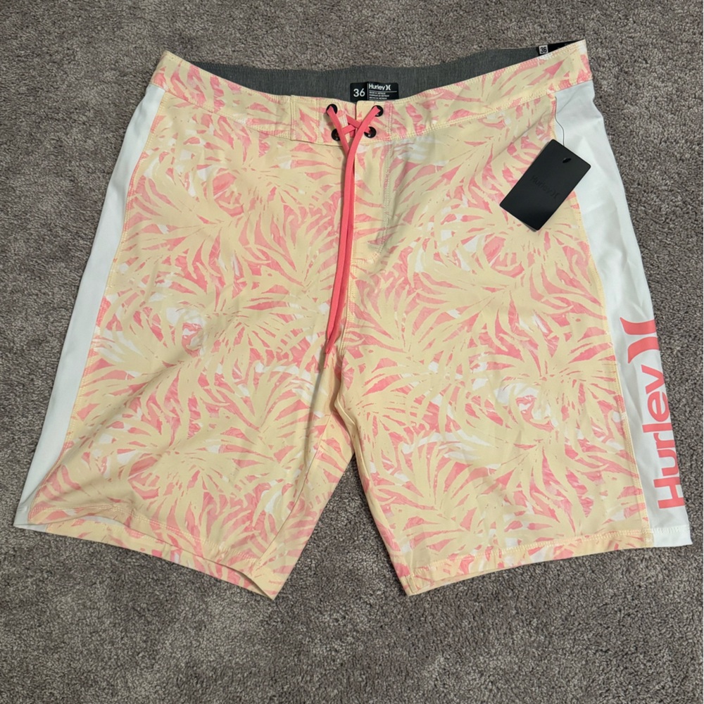 Hurley Pink and Yellow Board Shorts Tropical Swimwear